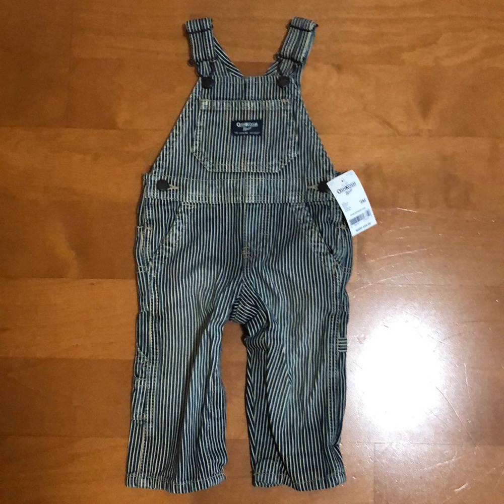 Oshkosh B’gosh size 9m striped overalls